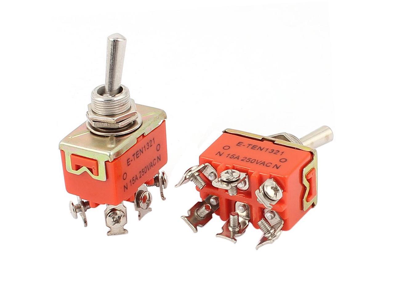 Spare Parts AC 250V 15A ON/ON 2 Positions 6 Pin Toggle Switch E-TEN1321 2pcs 