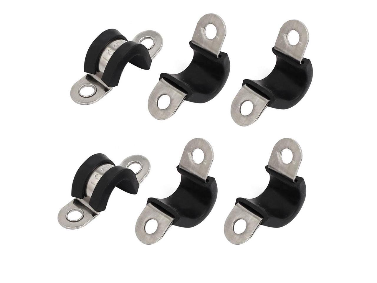 10mm Dia Rubber Lined U Shaped 304 Stainless Steel Pipe Clip Hose Clamp