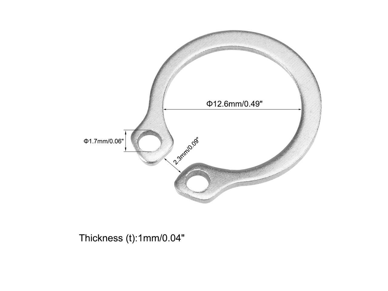uxcell 13.7mm External Circlips C-Clip Retaining Snap Rings 304 Stainless Steel 50pcs
