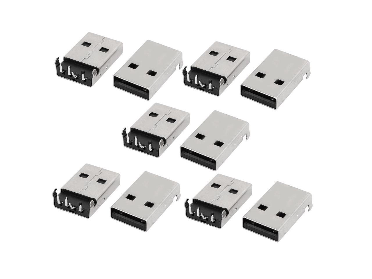 4Pcs USB 2.0 Type A Male Plug PCB Jack Connector with Flat or 90 deg Pins #4993