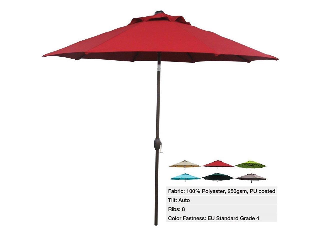 Abba Patio 9 Ft Outdoor Market Aluminum Umbrella With Auto Tilt And Crank 8 Ribs 100 Polyester 250gsm Red Newegg Com