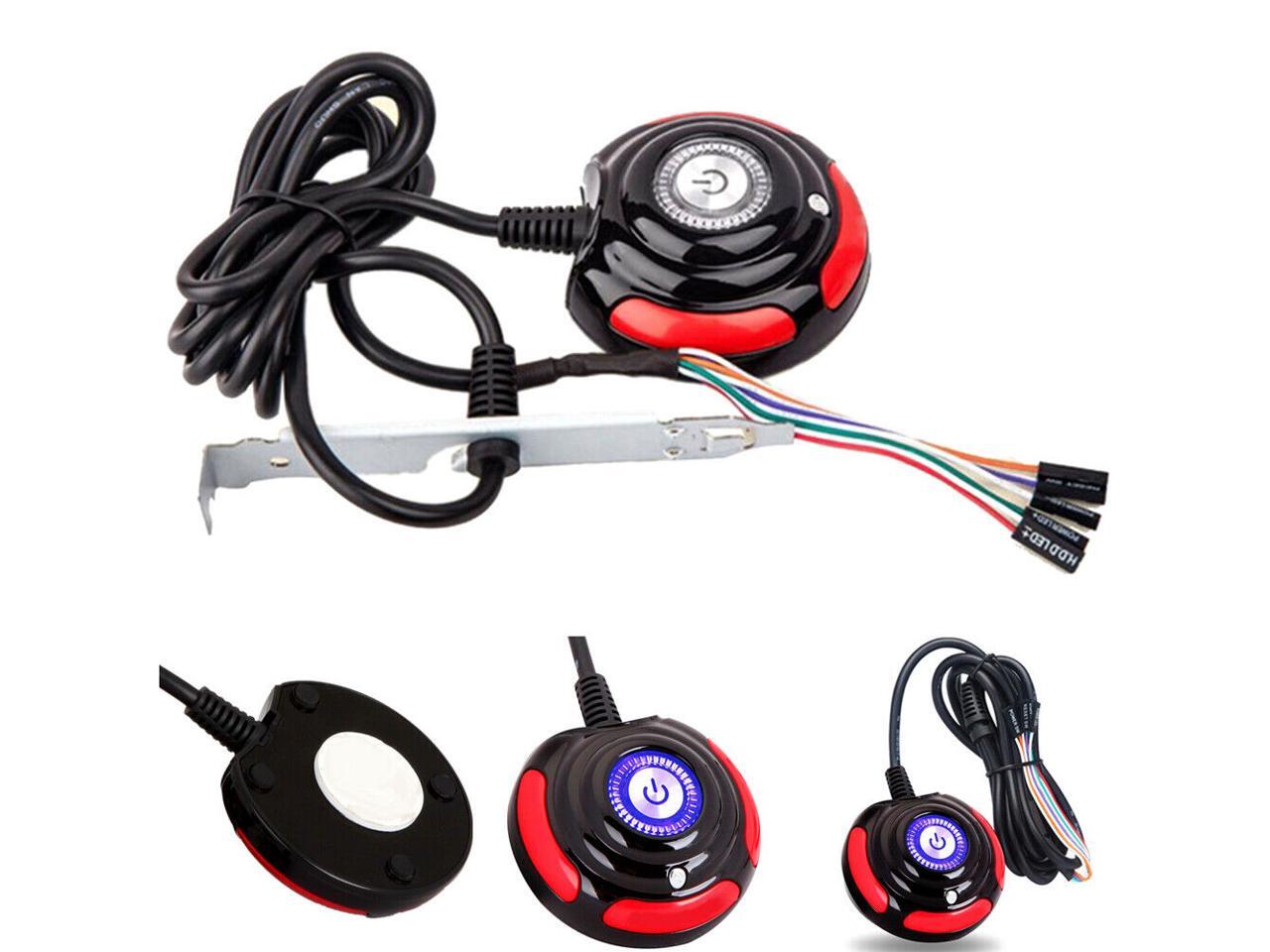 Computer PC Desktop LED External Power Switch Reset Button With Cable 1