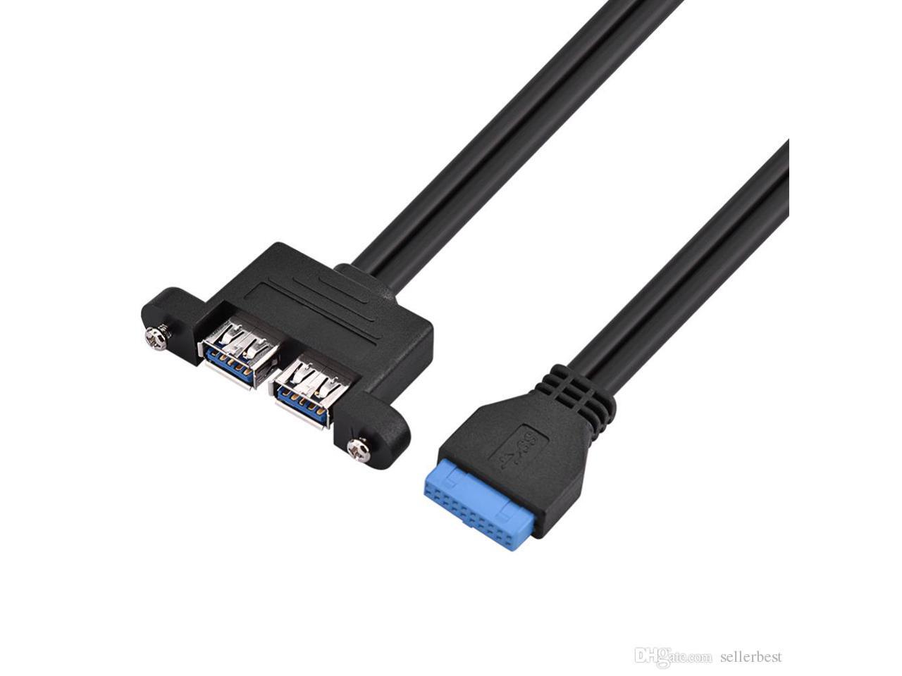 20Pin Motherboard to Dual USB 3.0 Cable with screw panel , Main board 20pin Connector Cable to