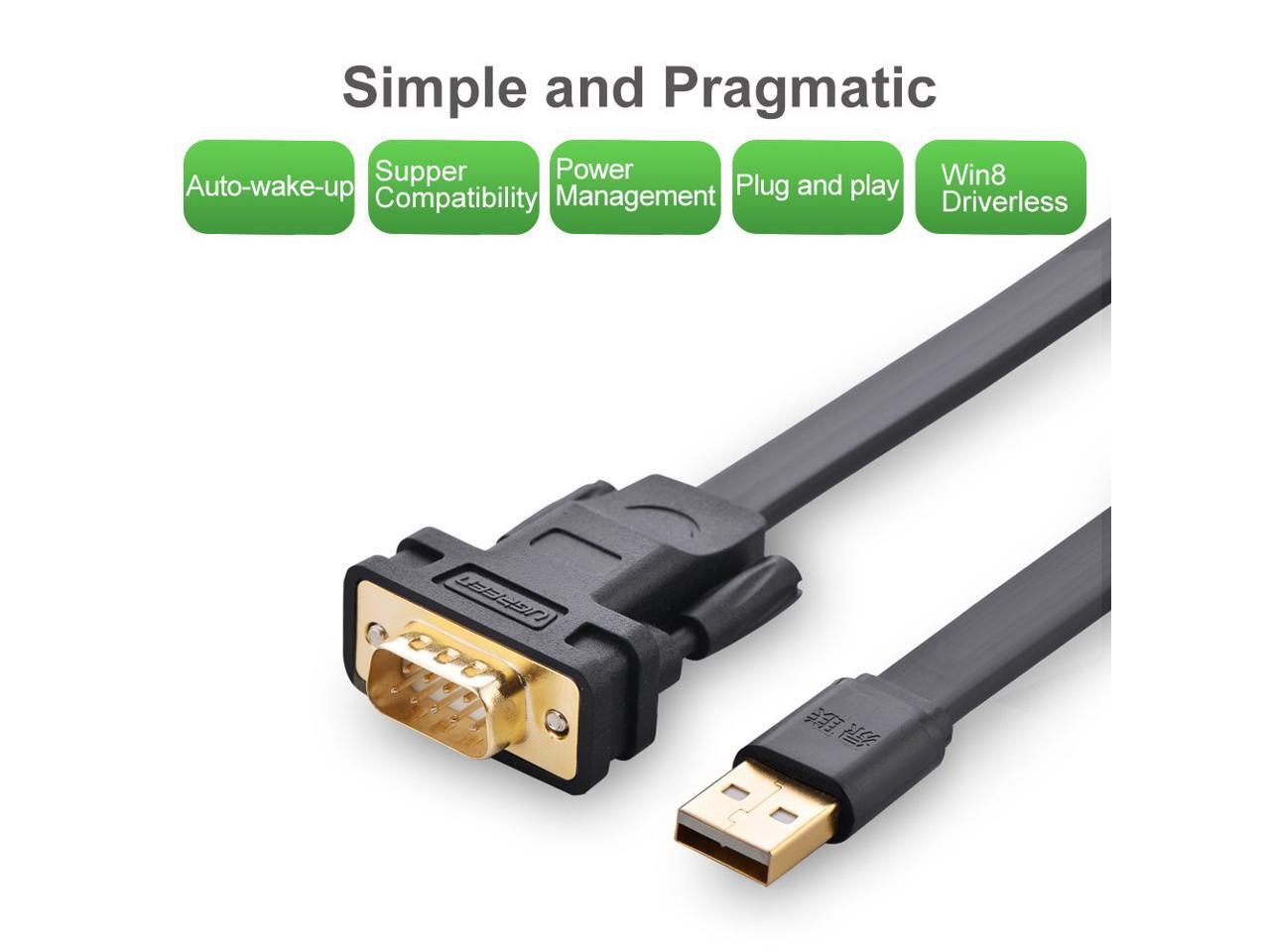 Usb to rs232 db9 9 pin serial male converter adapter cable 20206