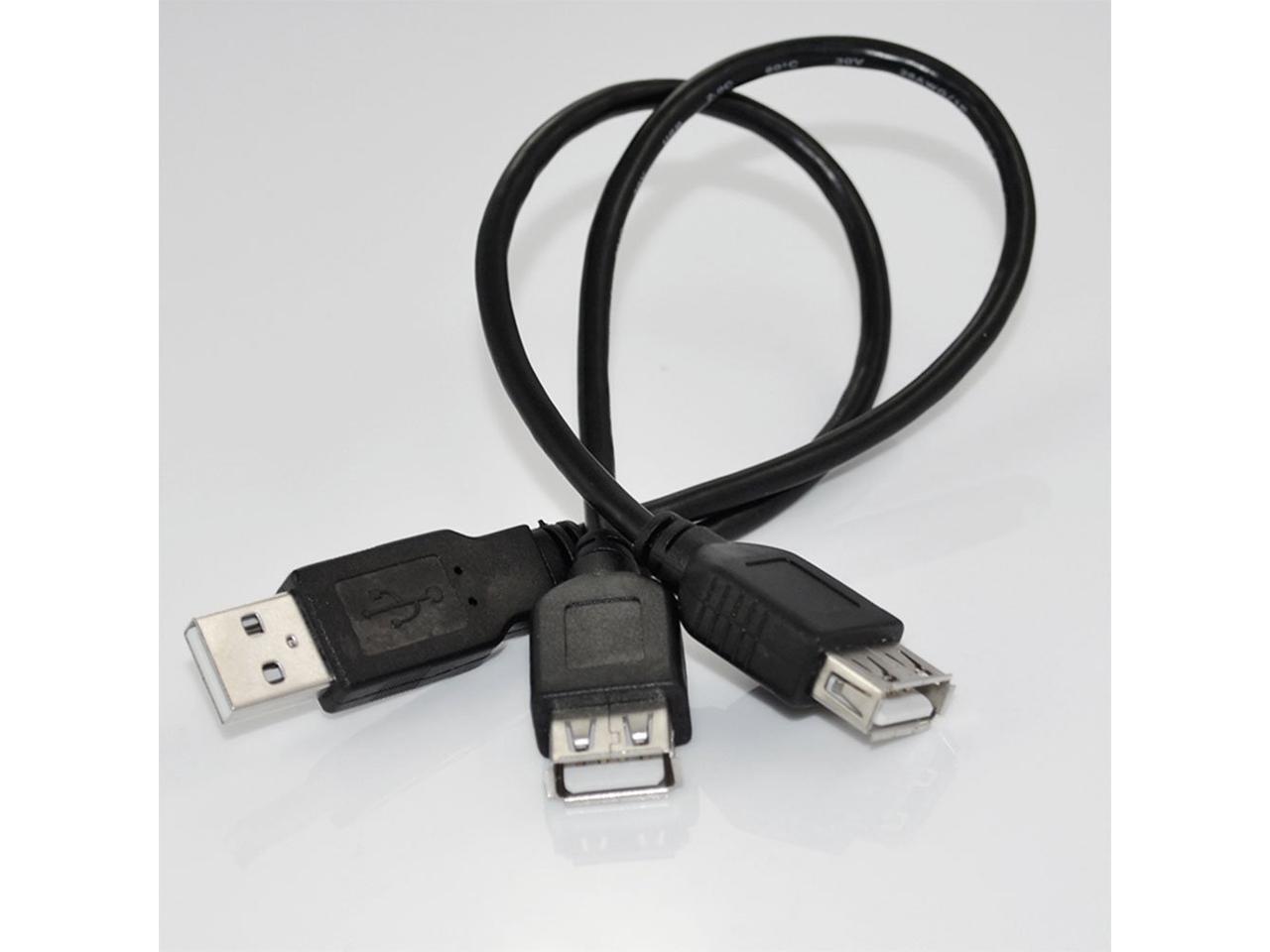 USB 2.0 A Male Plug to 2 Dual USB A Female Jack Y splitter Hub Adapter