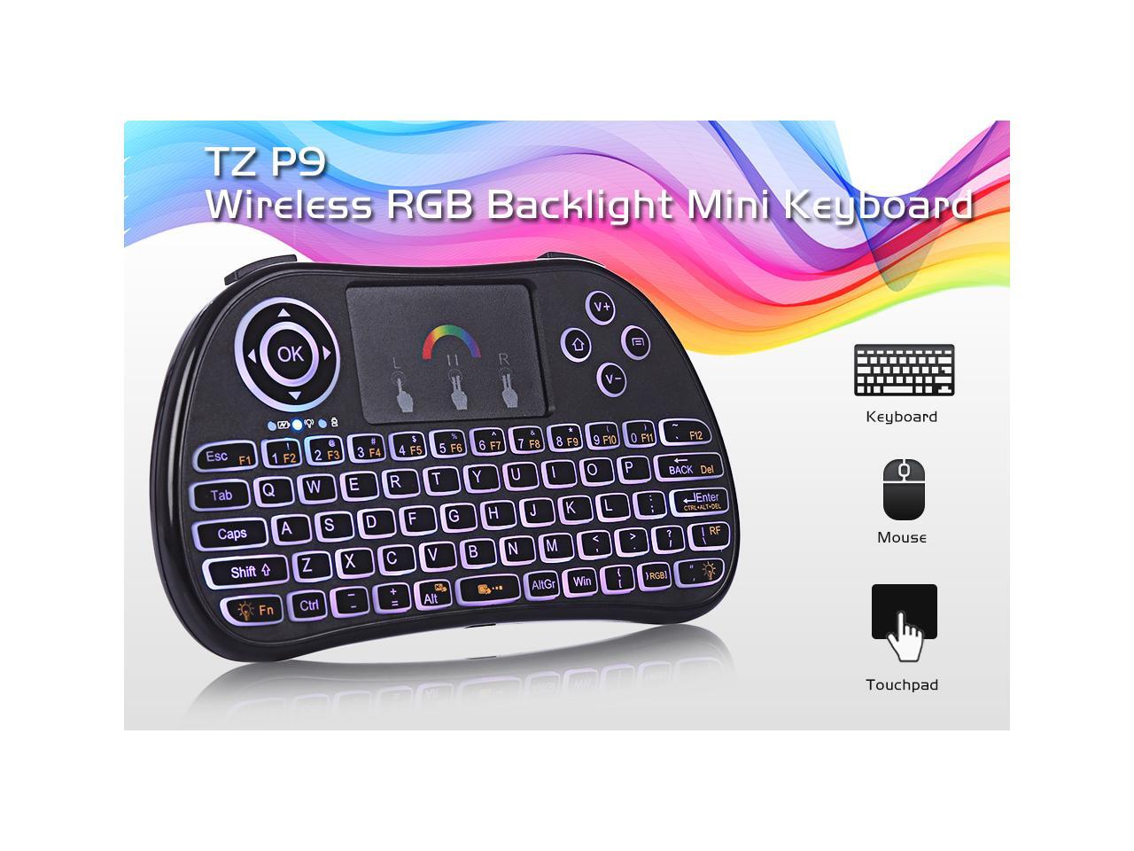 2.4G Mini Wireless Keyboard with Touchpad Mouse,Backlit Portable Handheld Keyboard with Remote Control,Rechargeable Backlight Remote for Gaming Laptop,PC,Google Android TV,Xbox,PS4 English