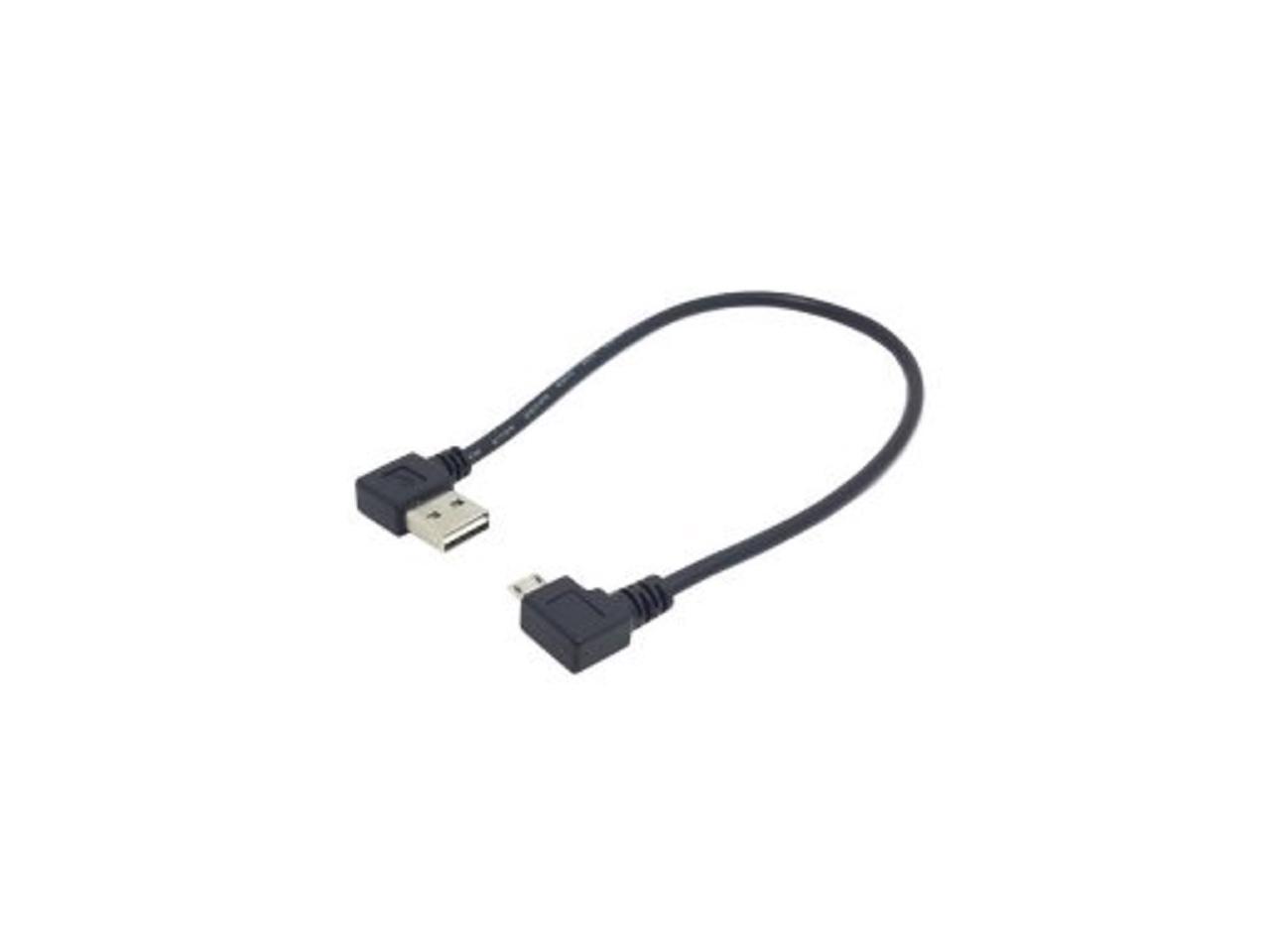 100pcs/bagUSB 2.0 90 Degree Left Right Angled Male to Right Angled Micro USB 5Pin Male Reversible Cable 25cm 
