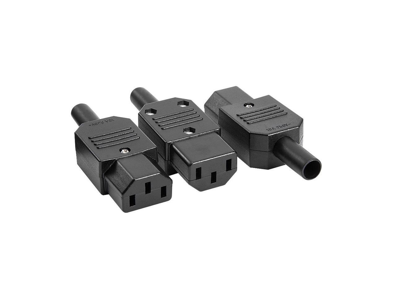 Black 3pin Socket 10A /250V IEC 320 C13 Female Plug Rewirable Power Connector VG 
