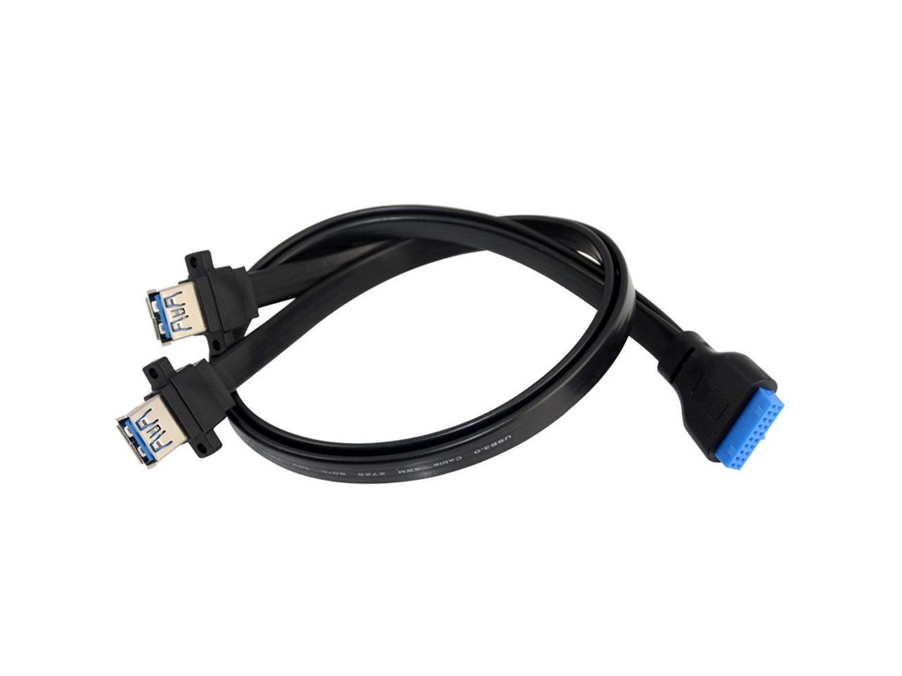 2 Port USB 3.0 A Female Screw Panel Mount to Motherboard 20 Pin Flat
