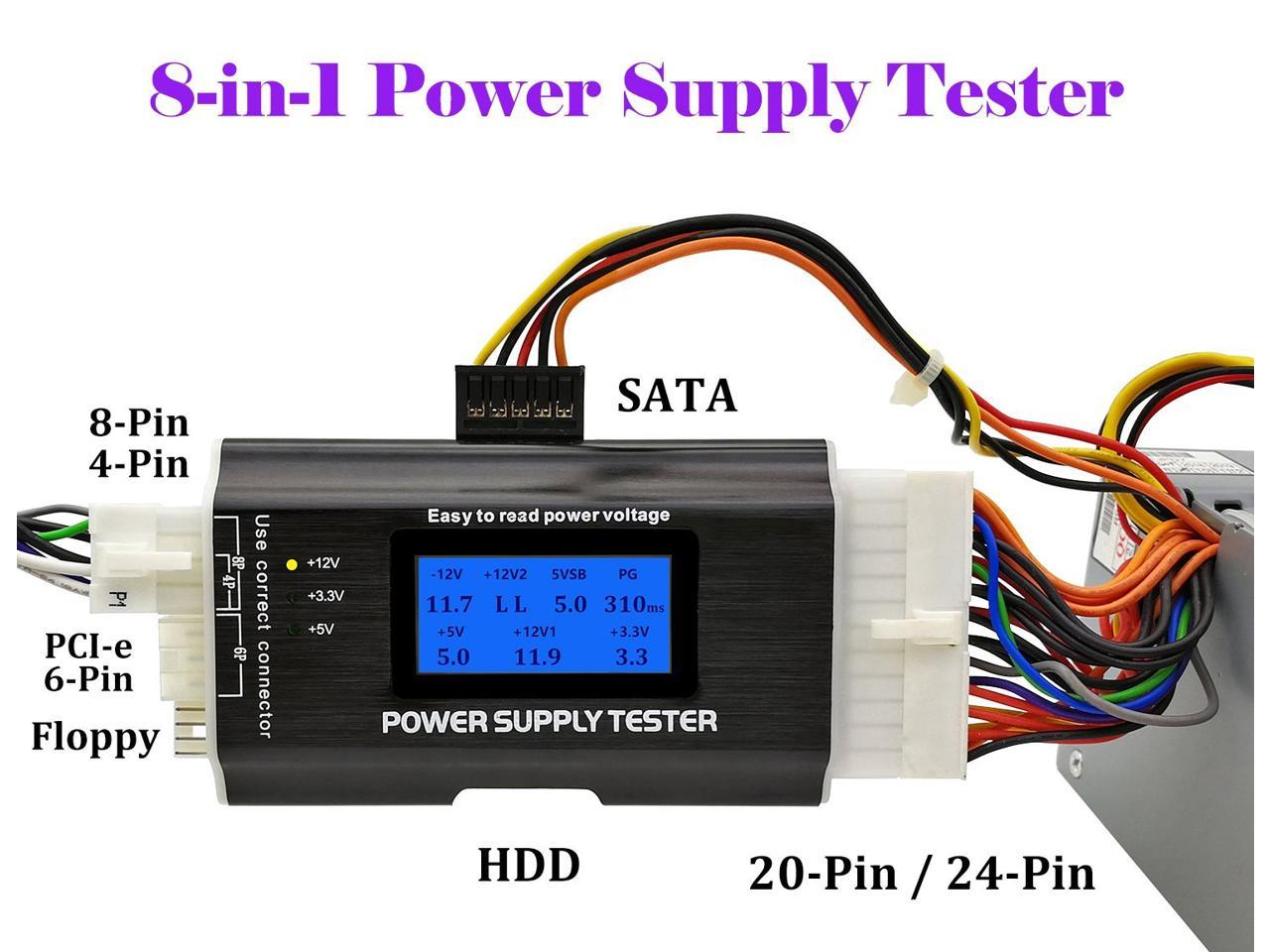 Power Supply Tester 20 24 Pin Sata LCD PSU HD ATX BTX Voltage Test Source 