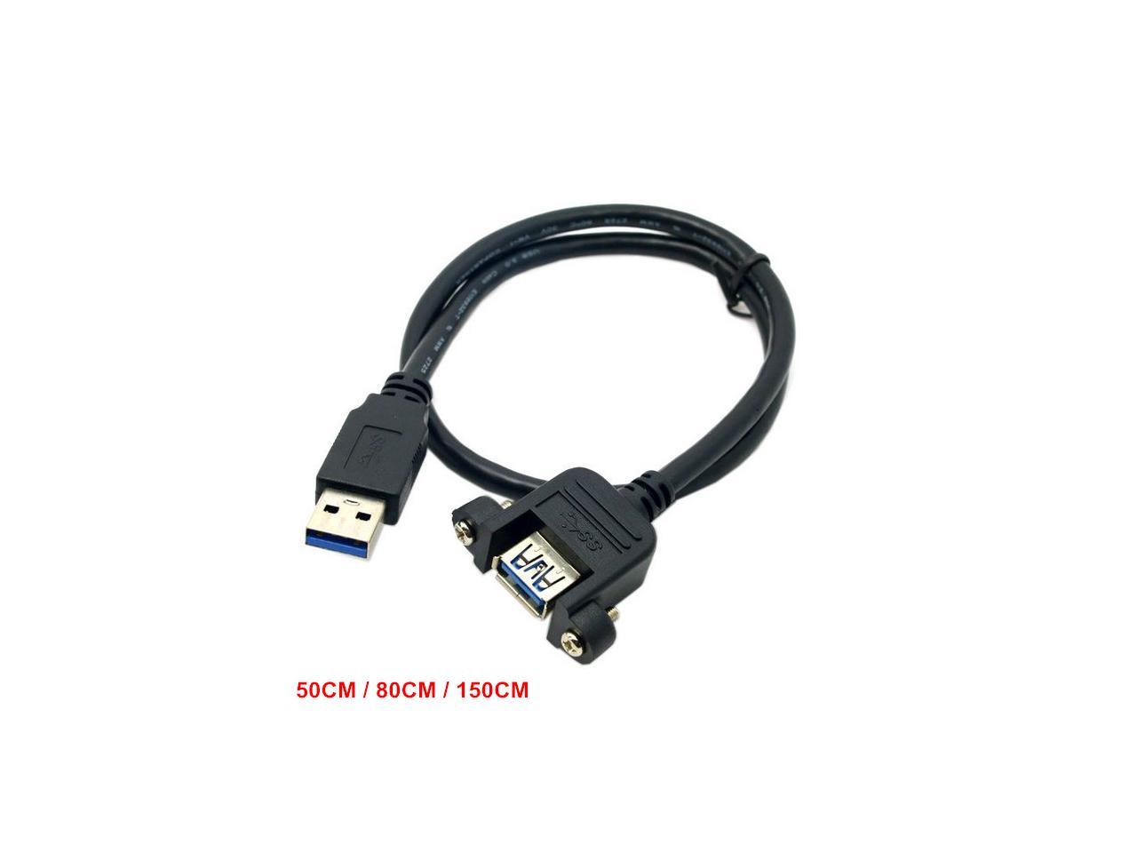 Computer Cables USB 3.0 Male to Female Extension Cable with Panel Mount Screw Hole Lock Connector Adapter Cord for Computer Blue Wholesale Cable Length: 150cm 