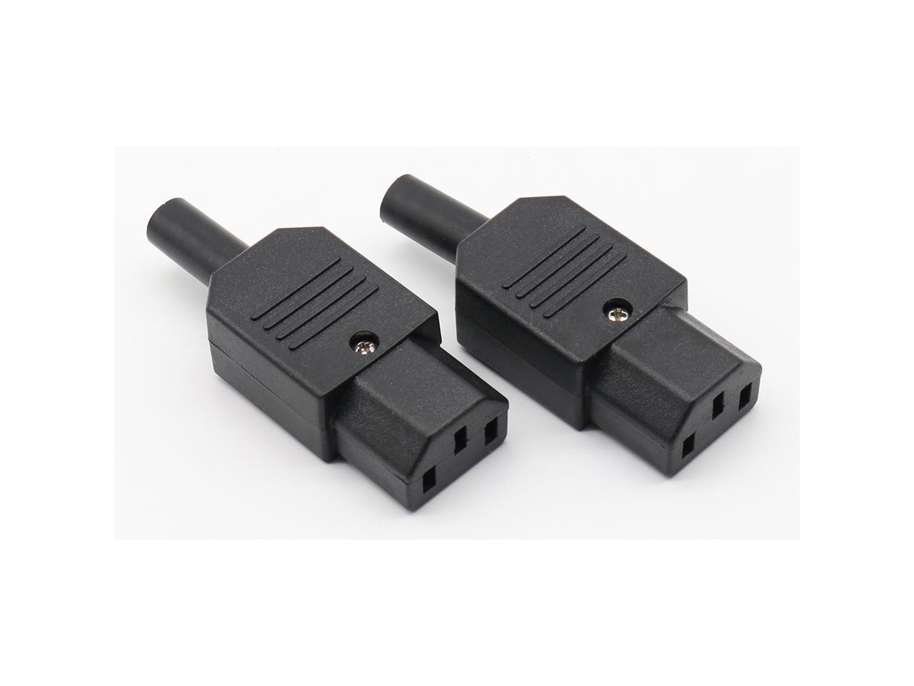 Black 3pin Socket 10A /250V IEC 320 C13 Female Plug Rewirable Power Connect VGCA