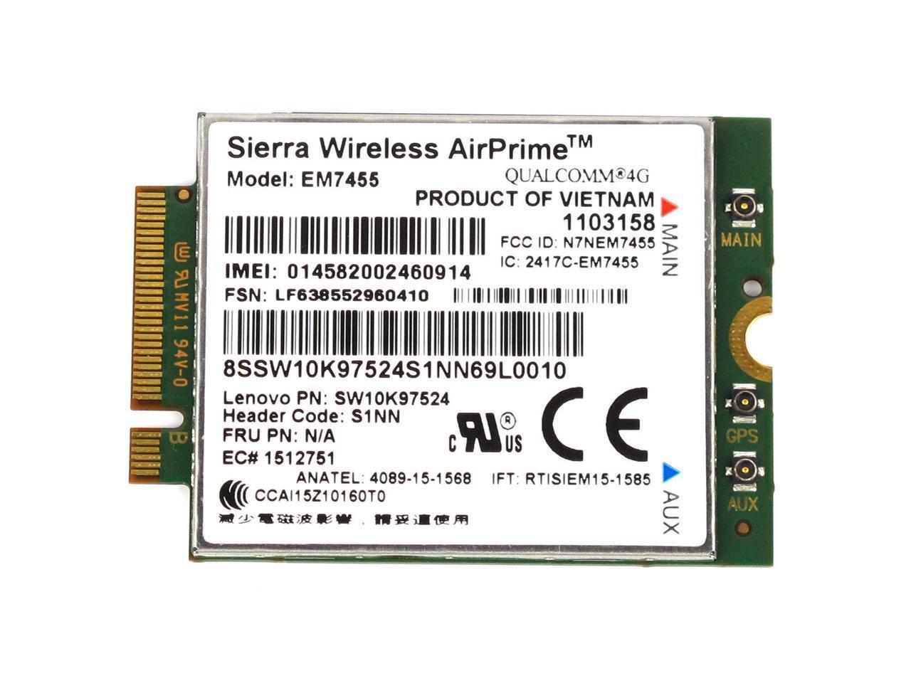 Sierra Wireless Airprime EM7455 4G LTE 4XC0L59128 00JT542 for Lenovo ...