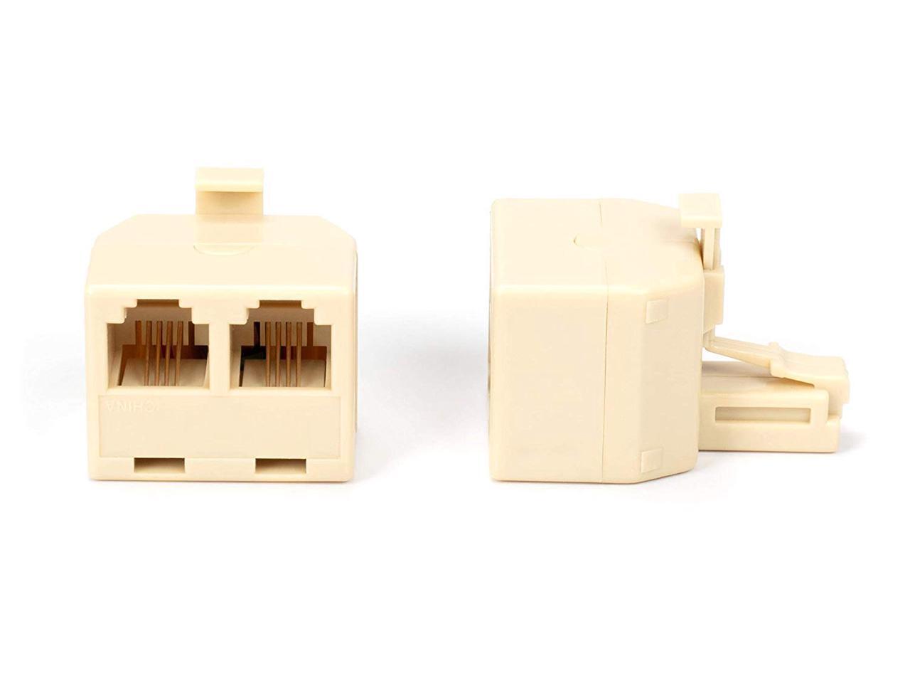 (2 Pack) RJ11 Duplex Wall Jack Adapter Dual Phone Line Splitter Wall