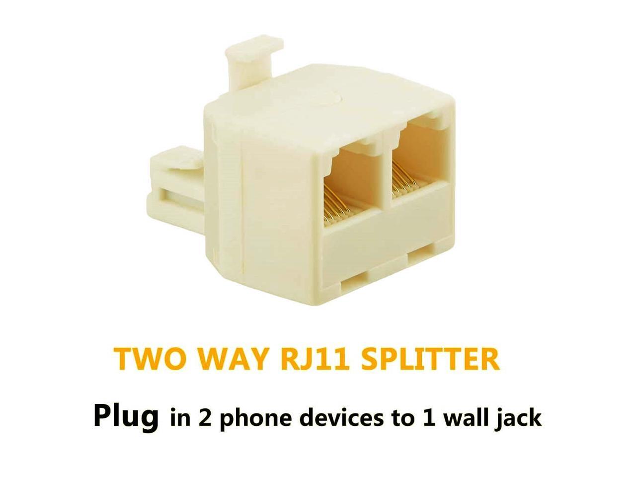 (2 Pack) RJ11 Duplex Wall Jack Adapter Dual Phone Line Splitter Wall