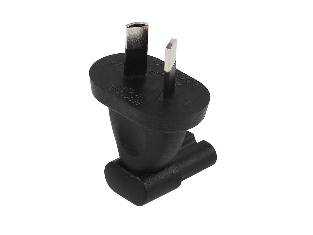 Tekit 2Prong RightAngle Plug Adapter, IEC 60320C7 Receptacle to