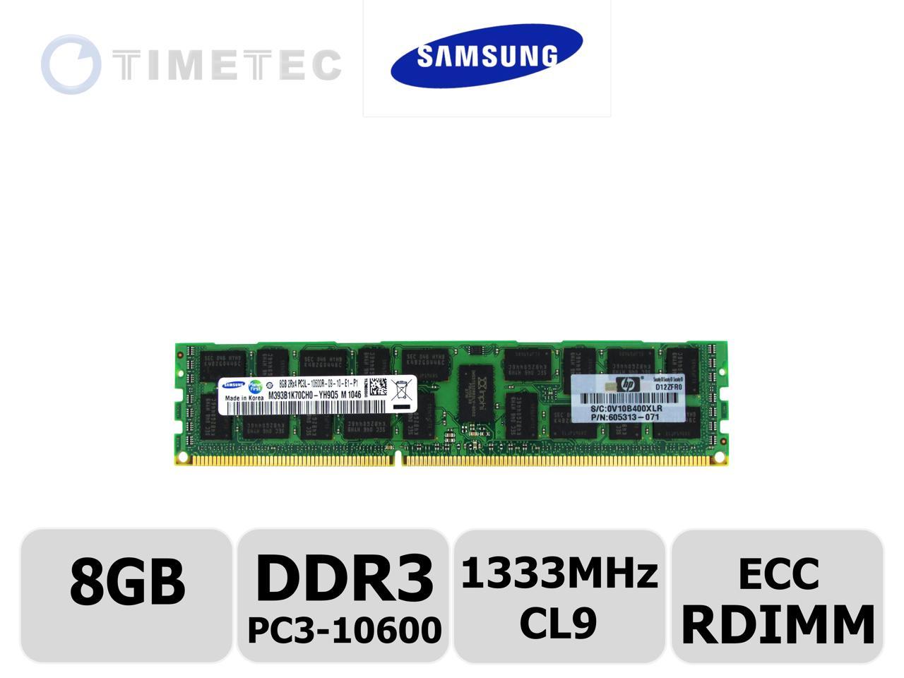 DDR3/DDR3L 1333MHz PC3L-10600R 2Rx4 1.35V ECC RDIMM Registered 240-Pin DIMM Memory Module A-Tech 8GB RAM Replacement for Samsung M393B1K70CH0-YH9
