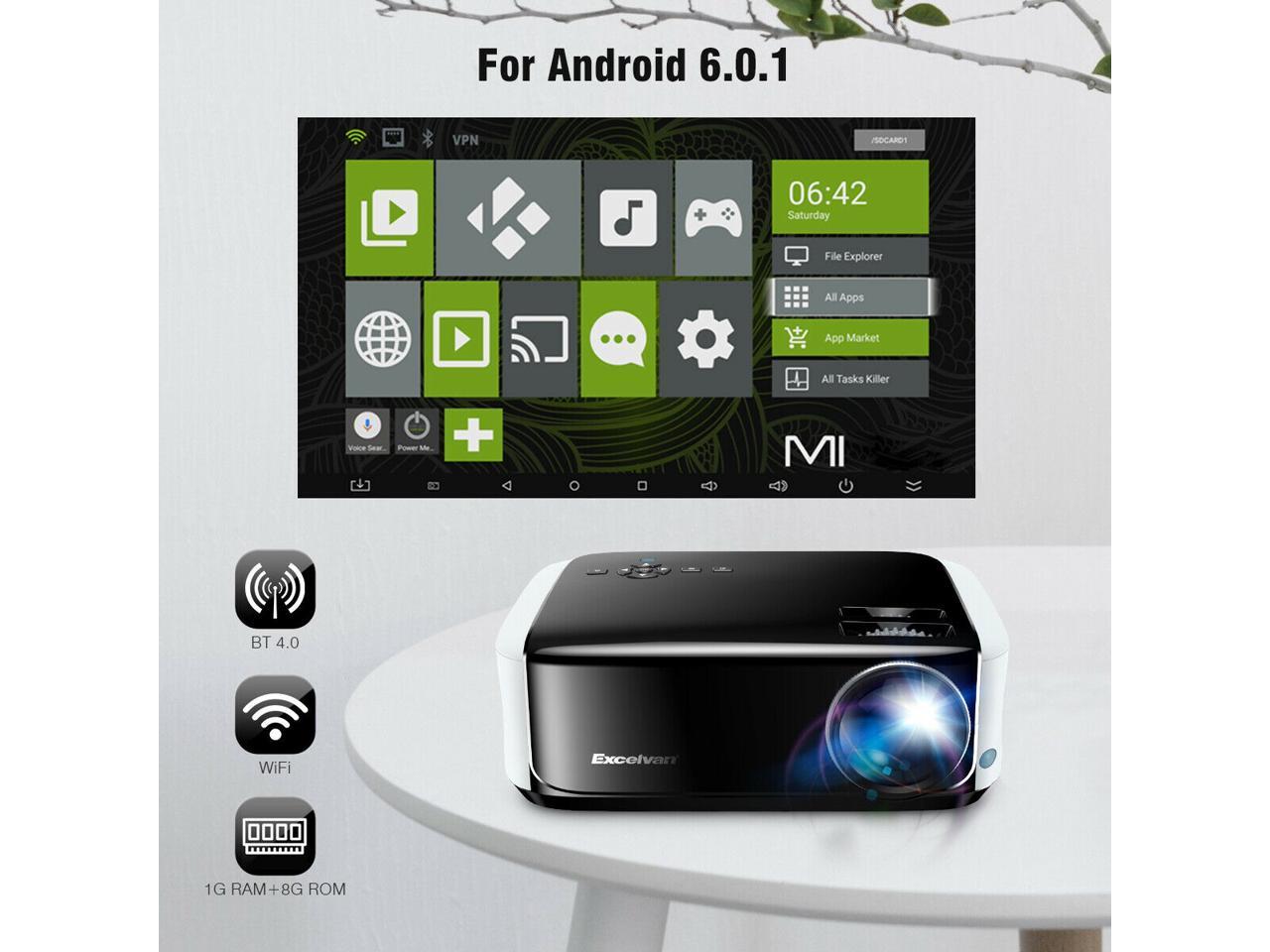 7000 Lumens Smart Fhd Android Projector Wifi Bt Video Home Theater Usb Hdmi 8gb Newegg Com