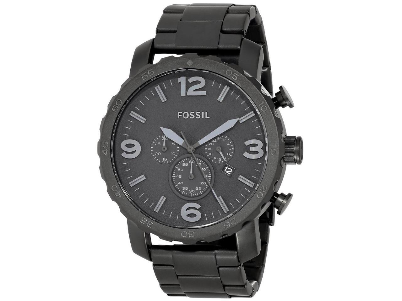 Fossil Nate Chronograph Black Dial Black Ion-plated Mens Watch JR1401 ...