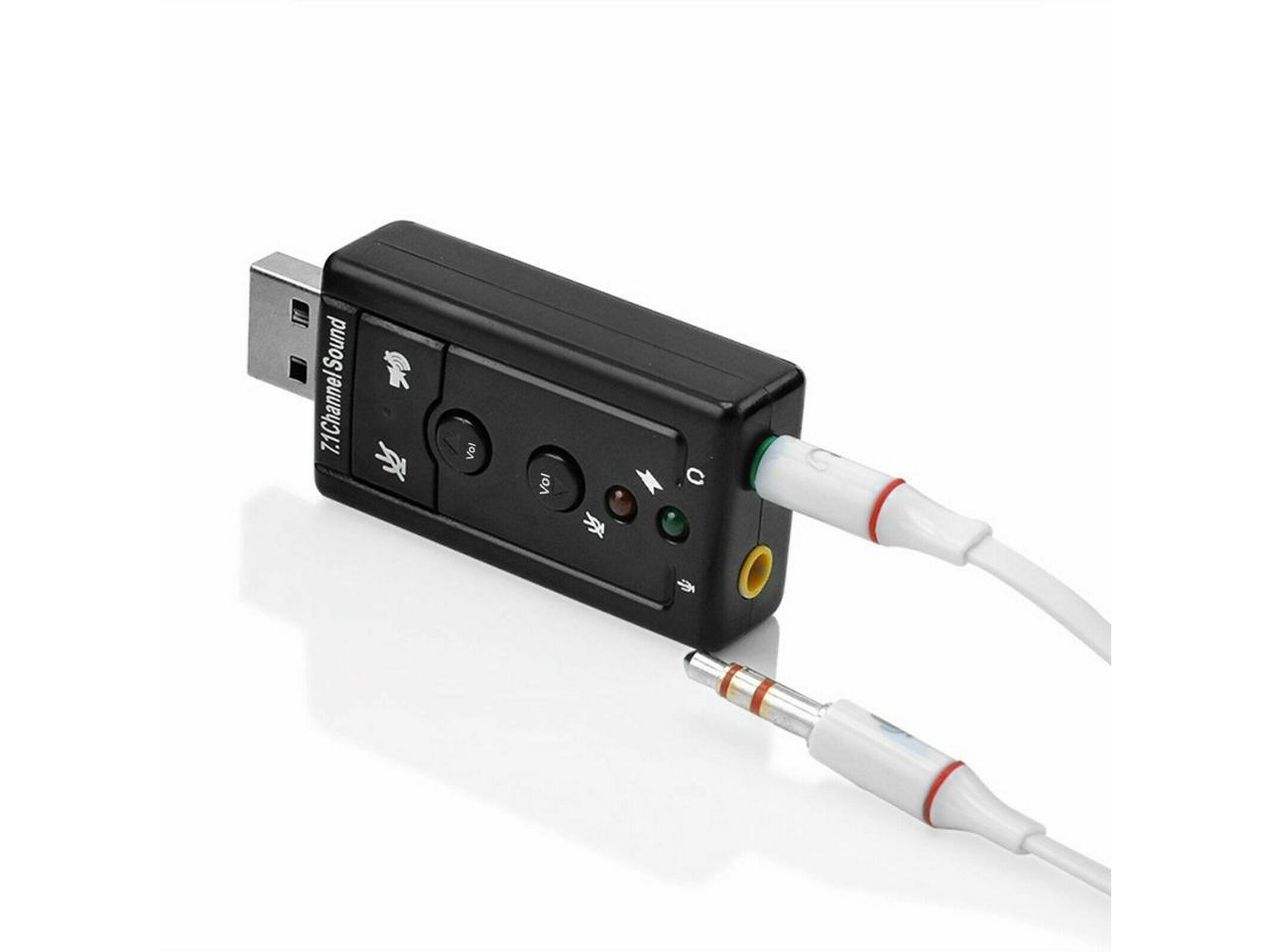 USB 2.0 External 7.1 Channel 3D Virtual Audio Sound Card Mic Adapter Laptop PC 