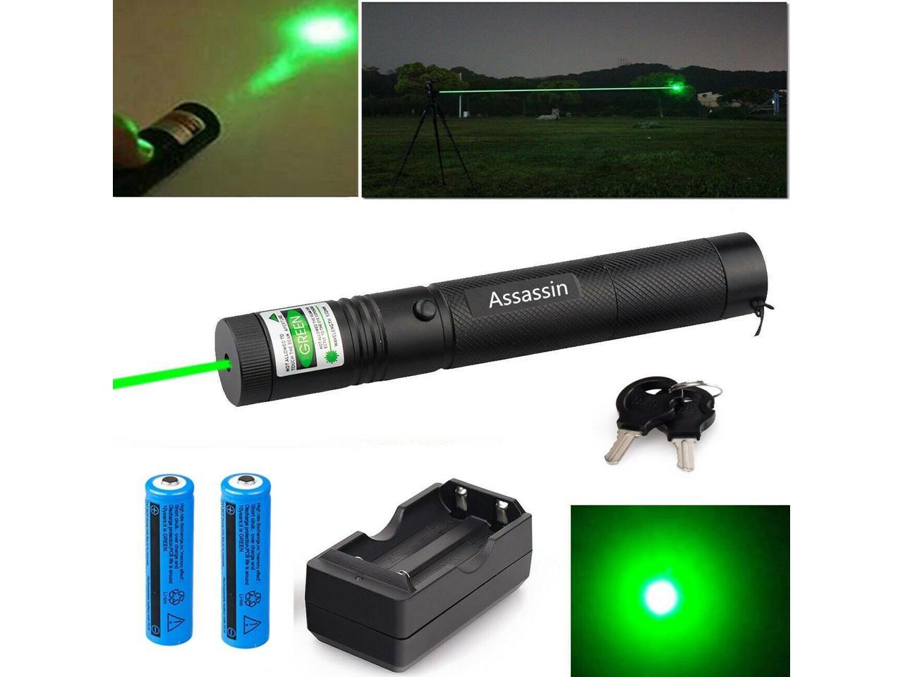 2x 2in1 Star Beam Green Laser Pointer Pen 532nm Lazer Charger 18650 Battery 