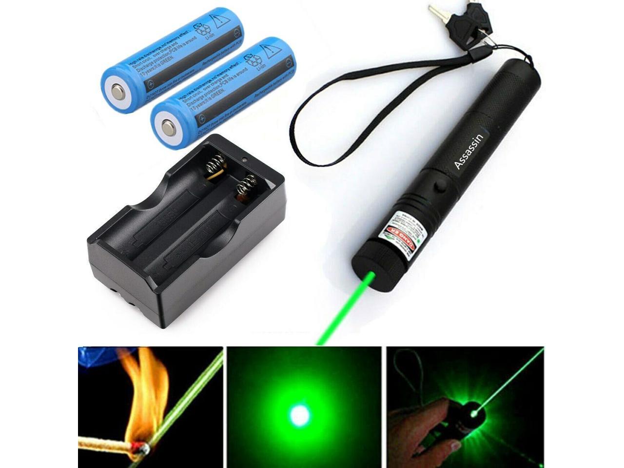2in1 990Mile Green Laser Pointer Pen 532nm Visble Lazer Star Cap+Battery+Charger 