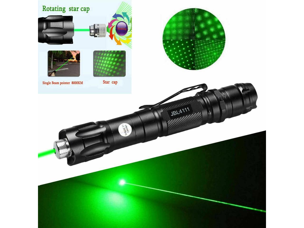 990Miles 532nm Strong Beam Light Green Laser Pointer Pen+Star Cap+Belt Clip USA 