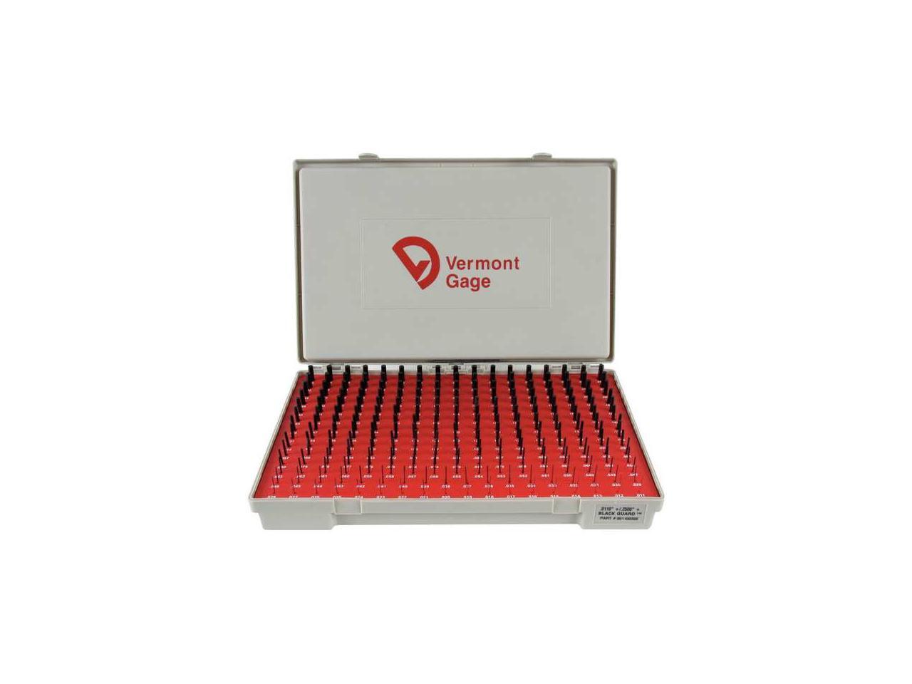 VERMONT GAGE 901100300 Pin Gage Set,Plus,0.0110.250 In,Black