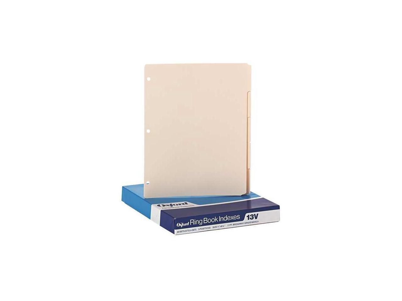 Oxford ThreeHole Punched Index for Binder 1/5 Cut 5Tab Manila 100/Box