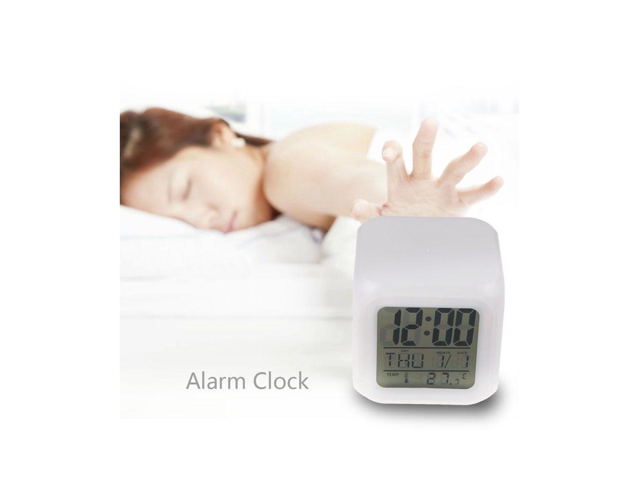 NEW Glowing LED Clock Color Change Light Digital Display Temperature Cube Touch 