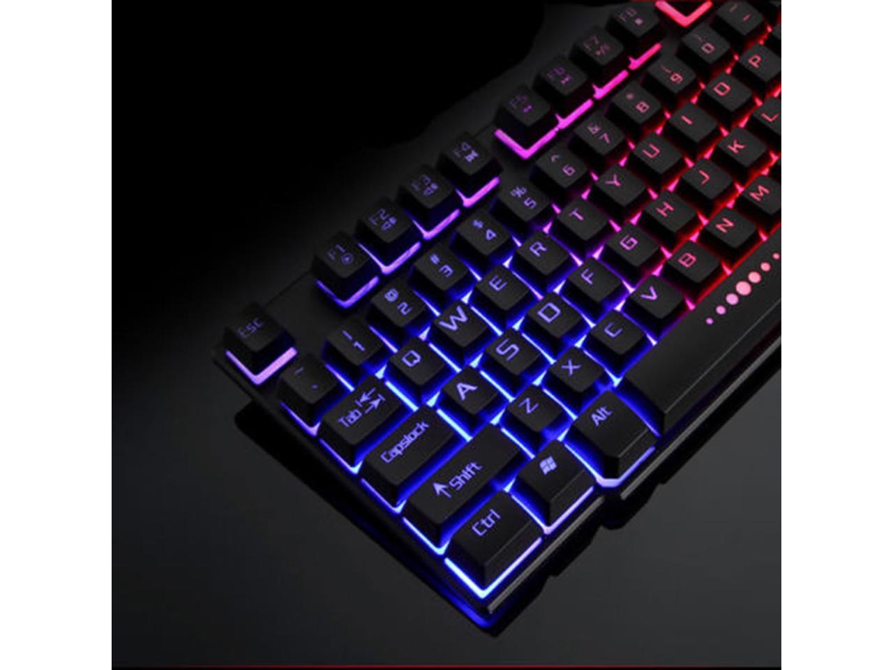 Chezaa Computer Keyboards,Colorful Crack LED Illuminated Backlit USB Wired Gaming Keyboard
