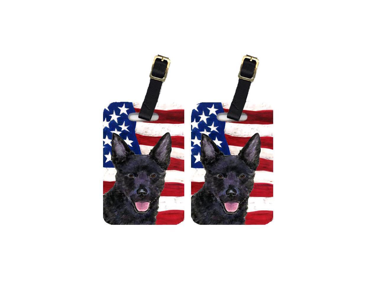 Pair Of Usa American Flag With Australian Kelpie Luggage Tags Ss4025bt Newegg Com