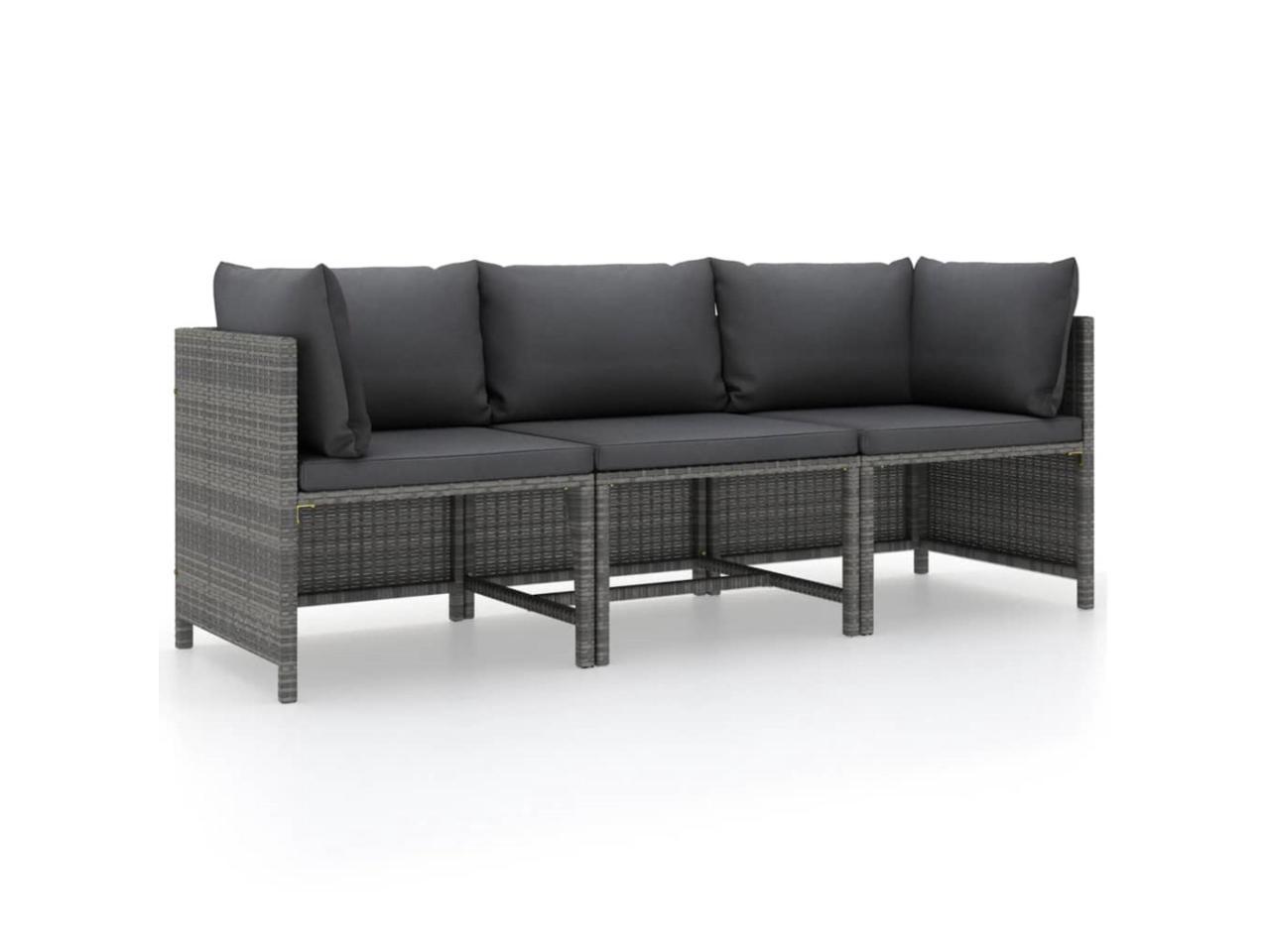 3 seater grey rattan garden sofa