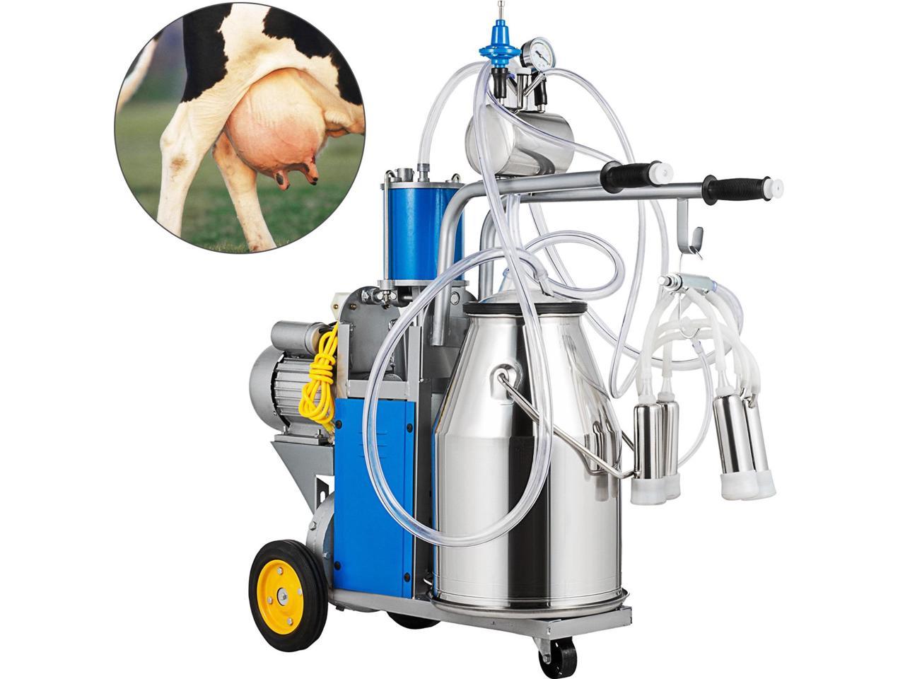 25L Milking Machine Dairy Cow Milker Professional Stainless Steel Bucket Tank 