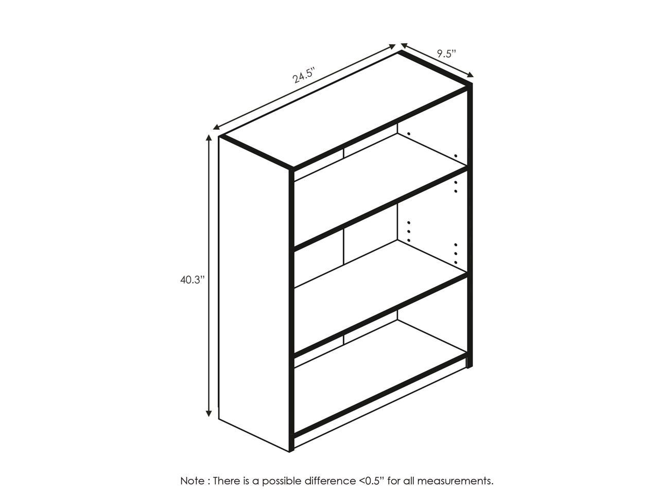 Furinno 14151R1GYW 3-Tier Adjustable Bookcase French Oak Grey