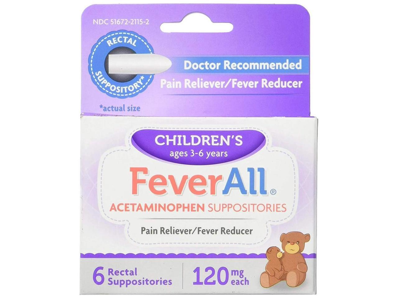 FeverAll Children's Acetaminophen Suppositories, 120 mg - 6 ea ...