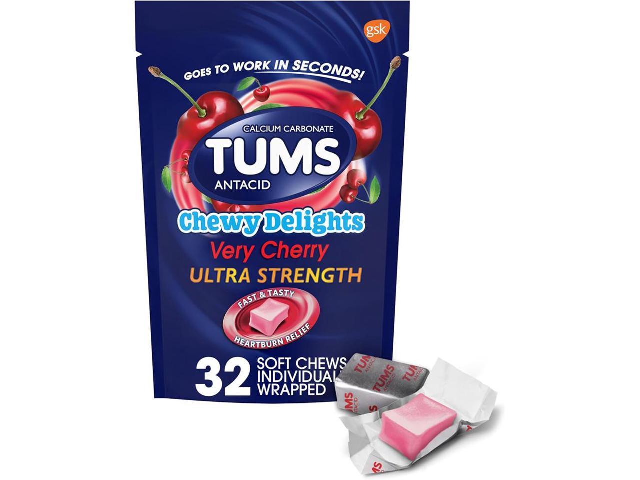 Tums Chewy Delights Ultra Strength Soft Chews Very Cherry 32 Ct