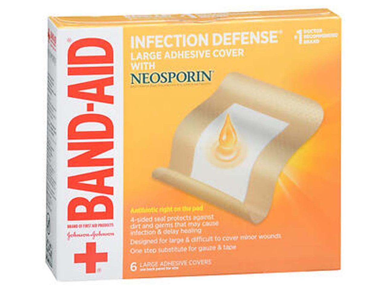 Band-Aid Infection Defense Large Adhesive Cover With Neosporin - 6 Ct ...