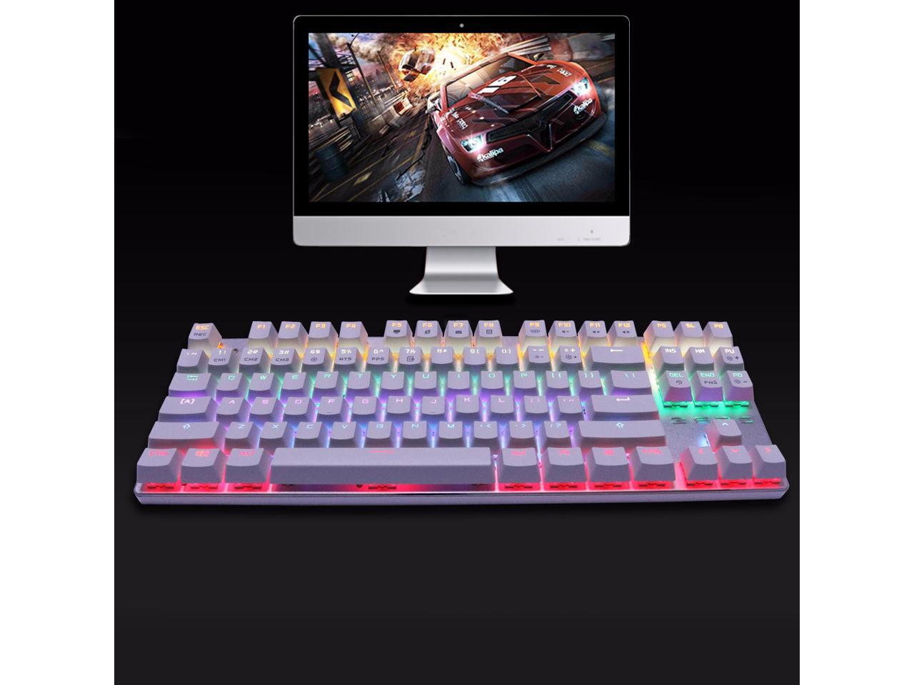 Edition Mechanical Keyboard 87 Keys Blue Switch Gaming Keyboards for Tablet Desktop Russian Sticker,87 No Light Black US,Blue Switch