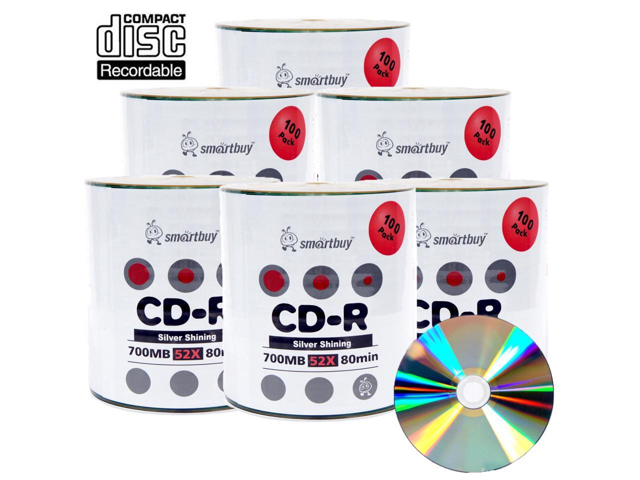 Smartbuy CD-R 52X 700MB 80Min Shiny Silver Top Blank Data Recordable ...