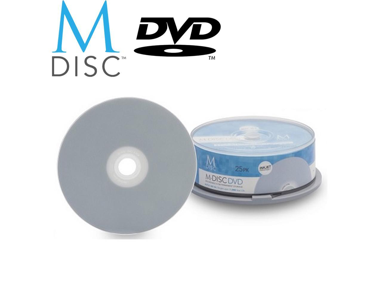 25 Pack Millenniata M Disc Dvd 4 7gb 4x Hd White Inkjet Printable 1000 Year Permanent Data Archival Backup Blank Media Recordable Disc Newegg Com