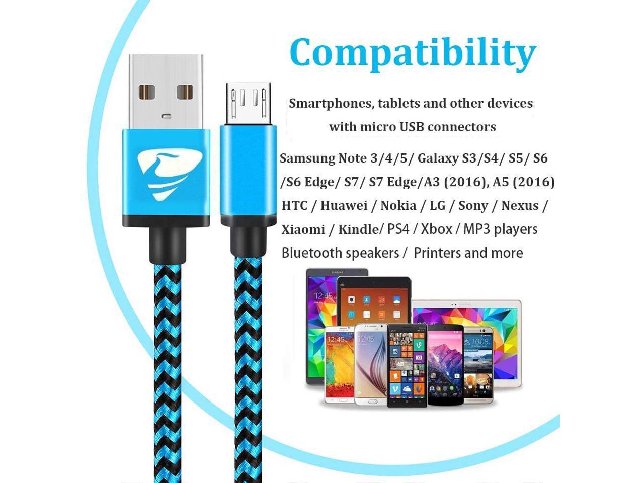 LG Syncwire Micro USB Android Charger Cable, Sony Nylon-Braided Micro USB Charger Lead Android USB Fast Charging Cable for Samsung Galaxy S7/S6/S4/S3 PS4 2-Pack 3.3ft/1M HTC Nexus Kindle 