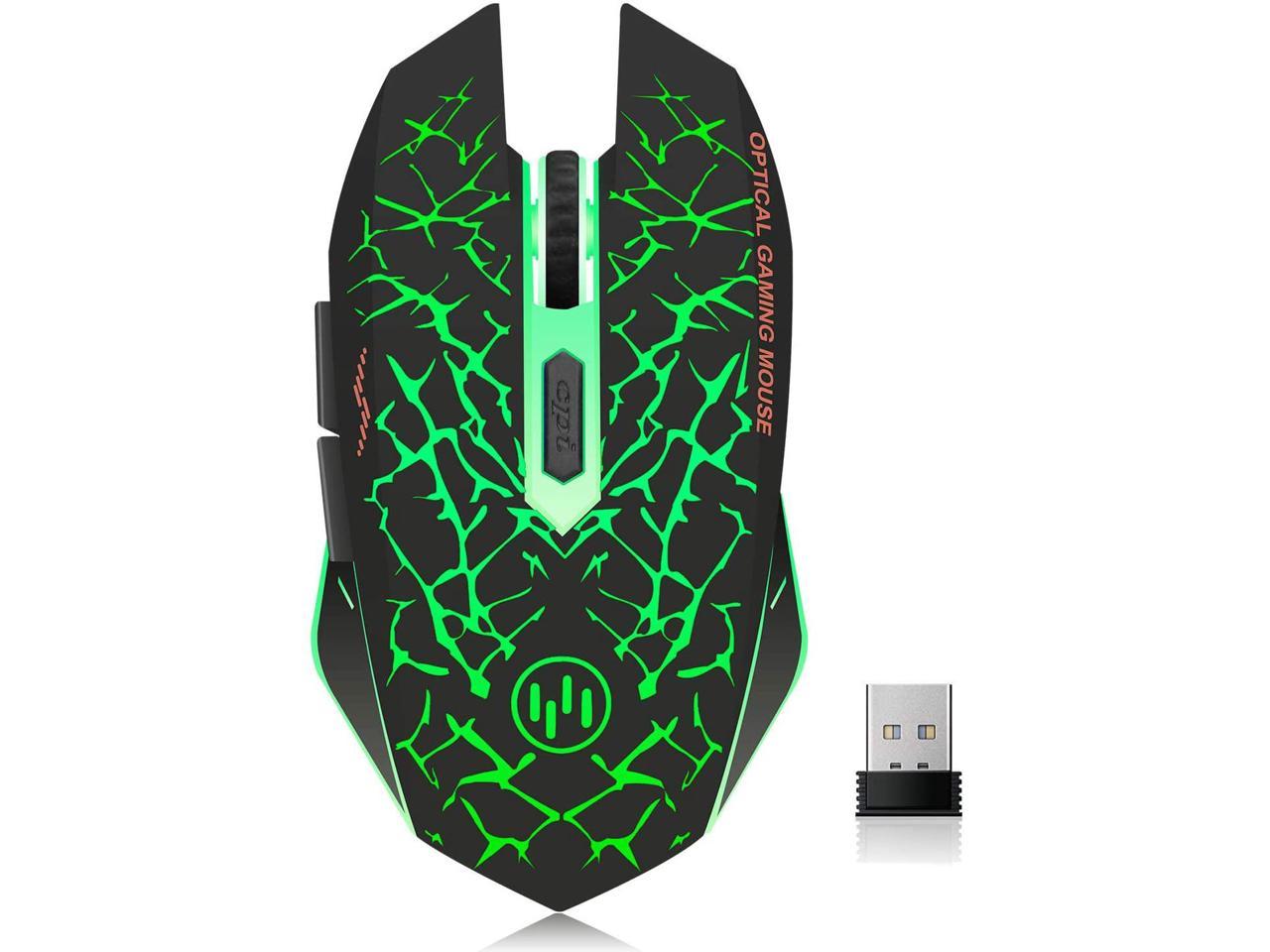 FASBEL Rechargeable Noiseless Wireless Mouse 2.4G LED Light Gaming Optical Mice 