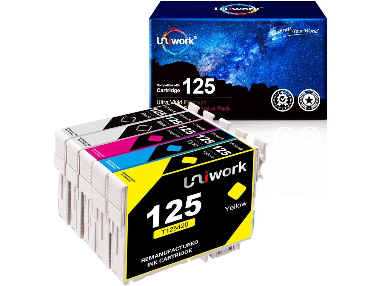 Uniwork Ink Cartridge Replacement for Epson 125 T125 use for NX125