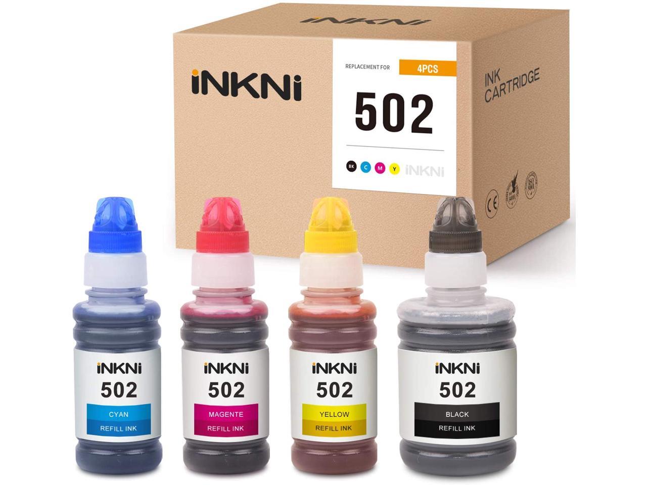 Inkni Compatible Ink Bottle Replacement For Epson 502 T502 Refill Ink Et 2760 Et 4750 Et 4760 Et 1021