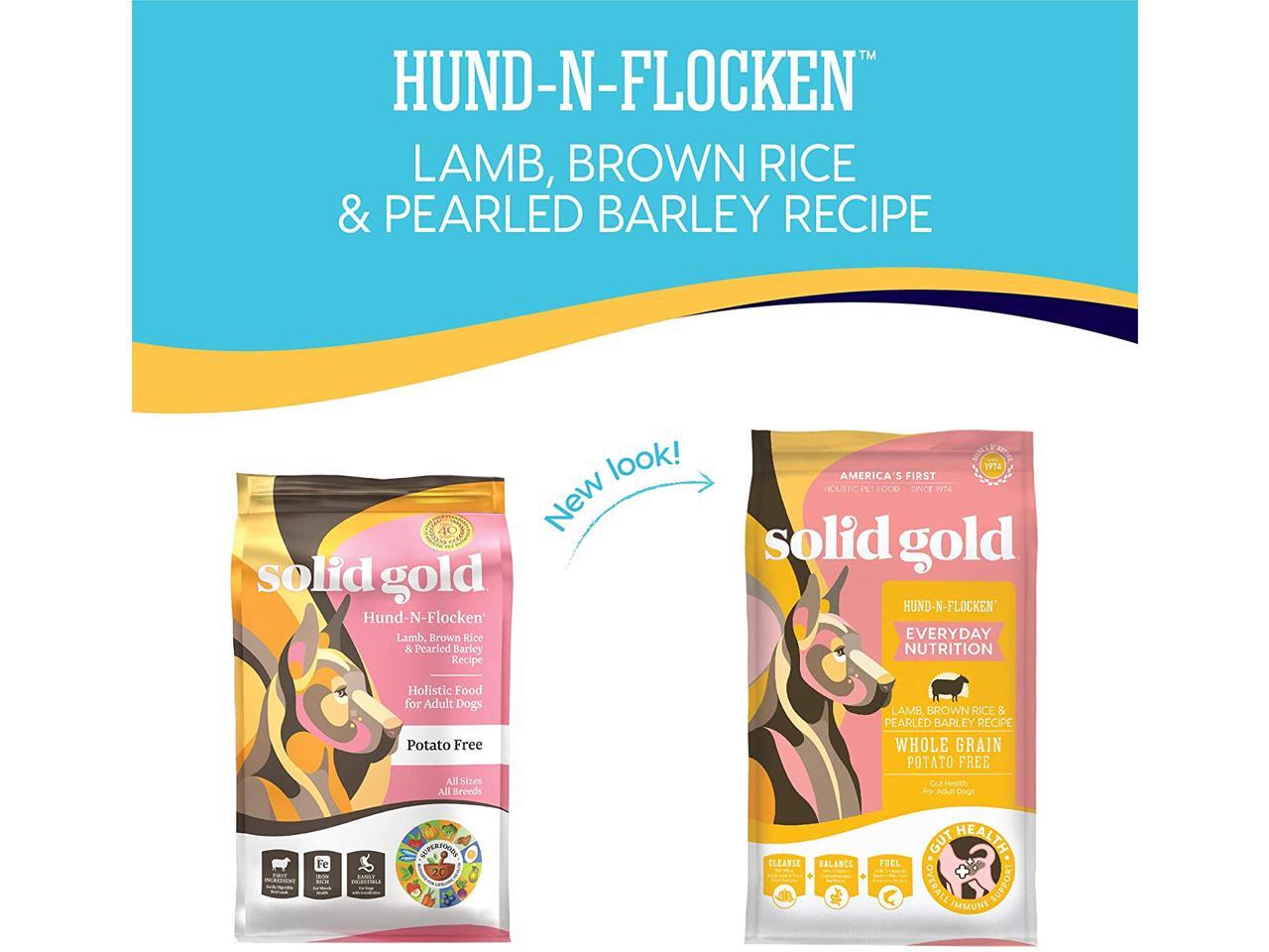 Solid Gold Hund-N-Flocken Natural Adult Dog Food With Real Lamb, Brown Rice And Barley ...