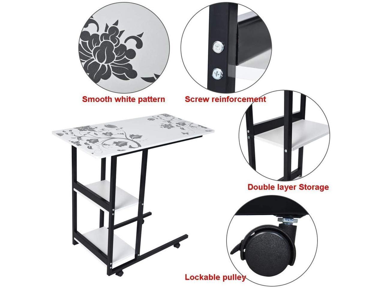 Fthome 3 Tier Portable End Table Coffee Table with Wheels, US Fast ... Portable Workstation On Wheels