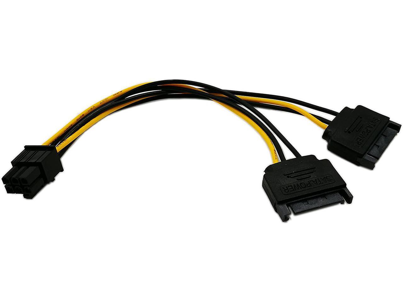 zdyCGTime 6Inch 6 Pin PCI to 15Pin SATA Power Splitter Express Video