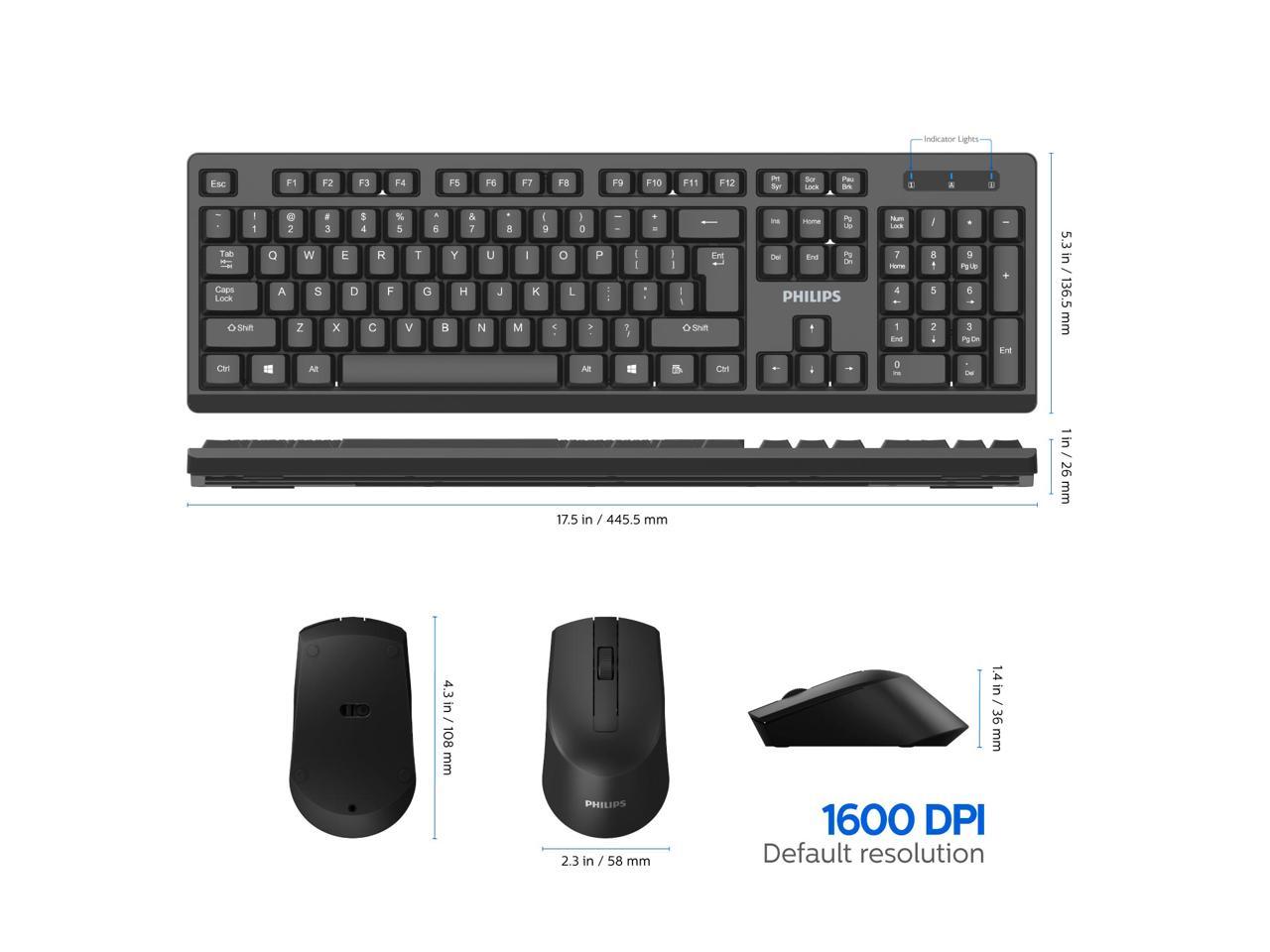 Philips SPT6354 Wireless Black Keyboard & Mouse Combo* New in Box *
