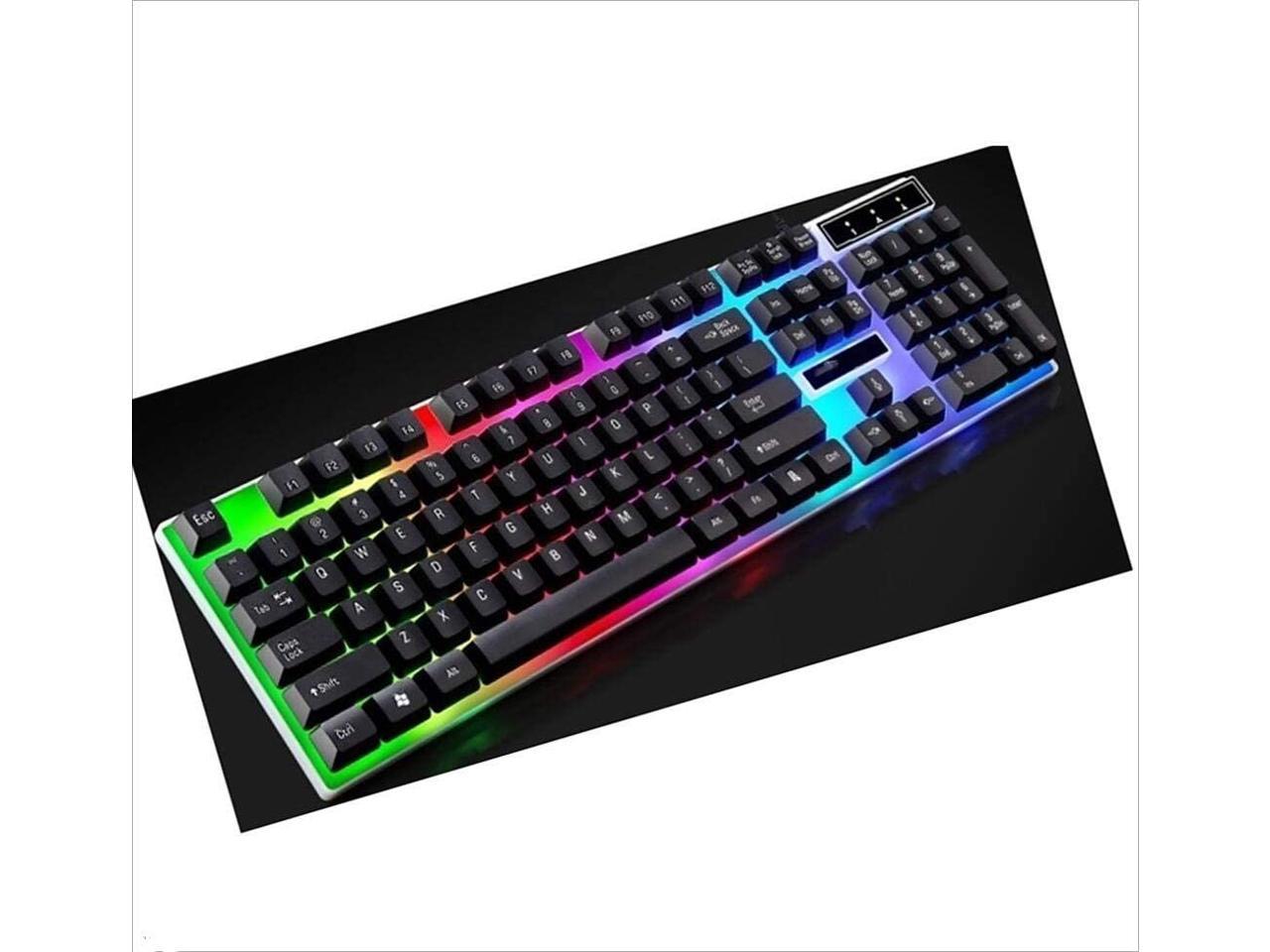 Black DAIZHAOYUE-US 104 Samara USB Wired Mechanical Feel Colored Backlight Office Computer Keyboard Play Keyboard Color : White 